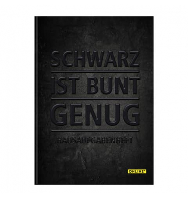 Hausaufgabenheft 10127/12 schwarz ist bunt genug / Hausaufgaben Lineatur, A5, 70g, schwarz, 48 Blatt / 96 Seiten