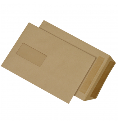 Versandtaschen 362227, B5, mit Fenster, selbstklebend, 90g, braun