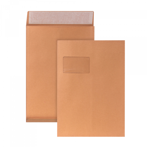 4026283053416 - Faltentaschen Posthorn 00014067 C4 mit Fenster 20mm-Falte haftklebend 140g braun 4026283053416 200 Stück