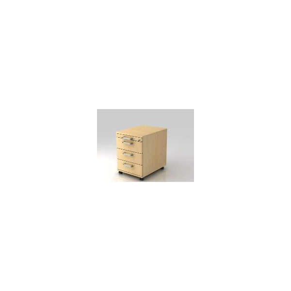 4032062185223 - Rollcontainer 1233 Breno 3 Schübe & 1 Utensilienauszug abschließbar B 428 x T 580 x H 590 mm Ahorn-Dekor