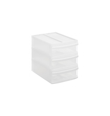 Schubladenbox Rotho 11146, 3 Schübe, für A5, Maße: 265x192x233mm, transp, 5 St