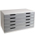 Schubladenbox MODULO, mit 5 Schubladen, A3q, lichtgrau/steingrau
