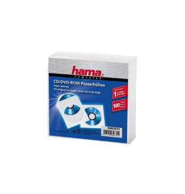 CD-Hülle Hama 00062672, Papier, mit Fenster, weiß CD-DVD-Papierhüllen
