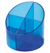 Köcher H 6390230, rund, 4 Fächer, blau, transparent, glänzend