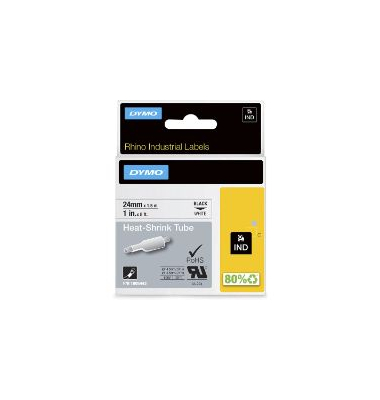 Dymo 1805443 Hei&szlig;schrumpfschlauch, 24 mm x 1,5 m