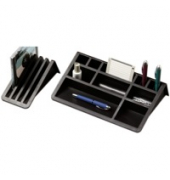 Schreibtischorganizer Helit H62537, 11 Fächer, mit Kartenständer, schwarz 