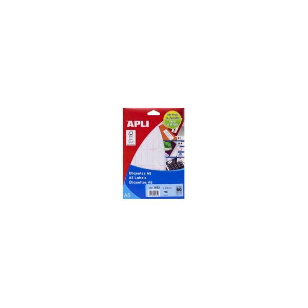 8410782018629 - Apli - Packung 15 Blatt Etiketten 13x40mm manuell stumpfkantig bedruckt weiß 8410782018629 - Apli - Packung 15 Blatt Etiketten 13x40mm manuell stumpfkantig bedruckt weiß