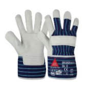 Arbeitshandschuhe Bremerhaven, Leder, natur/blau, Gr&ouml;&szlig;e 8