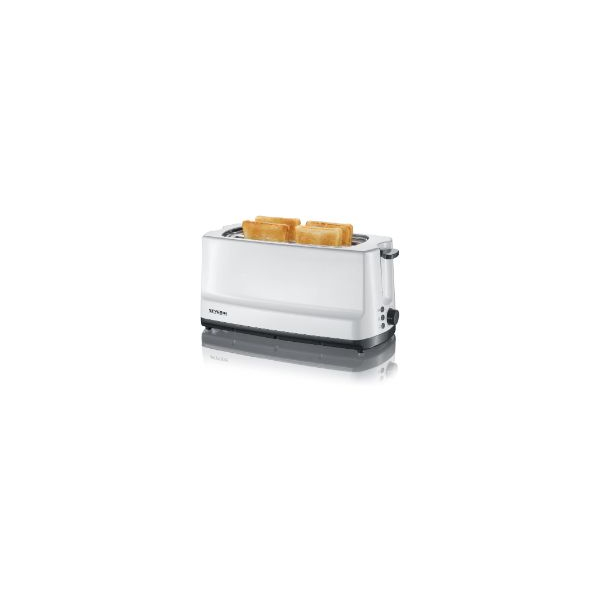 4008146019531 - SEVERIN Automatik-Toaster AT 2234 1400 W 2 Langschlitze 230 mm Brotscheibenzentrierung Auftauen Aufwärmen Röstzeitelektronik B 390 x H 185 x T 180 mm Weiß Grau
