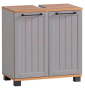 MÖBELPARTNER Waschtischunterschrank ohne Waschbecken Jelda 154176 platingrau, eiche-landhaus 59,8 x 32,6 x 62,4 cm
