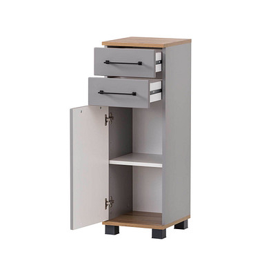 MÖBELPARTNER Badschrank Jelda 154217 platingrau, eiche-landhaus 30,3 x 32,6 x 88,1 cm