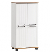 MÖBELPARTNER Badschrank Jelda 154232 eiche landhaus, weiß 59,8 x 32,6 x 116,9 cm