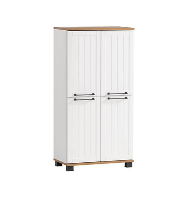 MÖBELPARTNER Badschrank Jelda 154232 eiche landhaus, weiß 59,8 x 32,6 x 116,9 cm
