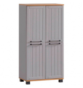 MÖBELPARTNER Badschrank Jelda 154235 platingrau, eiche-landhaus 59,8 x 32,6 x 116,9 cm
