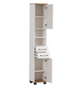 Badschrank Jelda 154220 eiche landhaus, weiß 30,3 x 32,6 x 180,9 cm