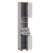 MÖBELPARTNER Badschrank Jelda 154231 platingrau, eiche-landhaus 30,3 x 32,6 x 180,9 cm