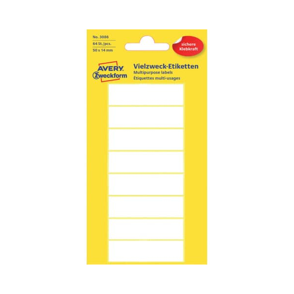 10 Stück AVERY Zweckform Markierungspunkte 3086, weiß, 50x14mm 4004182030868 AVERY Zweckform 64 Stück