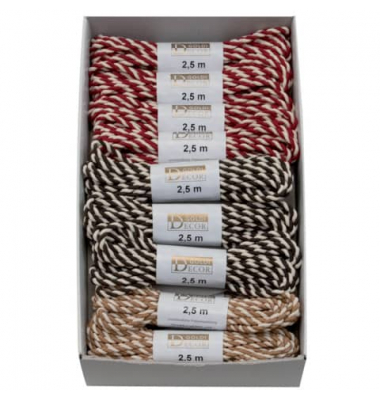 Weihnachtszierkordel 5100 0399 1225, 3mm x 2,5m, farbig sortiert