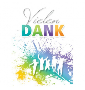 Dankeskarten DESSIN 17-3766 mehrfarbig lackiert mit bruchgesch&uuml;tzter Mine durch Spezialverleimung Vielen Dank