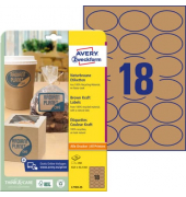 Etiketten L7103-25, braun 63,5x42,3mm, oval, 