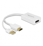 Adapter, HDMI™/USB A/DP - 2 x Stecker/Buchse, L: 0,24 m, weiß