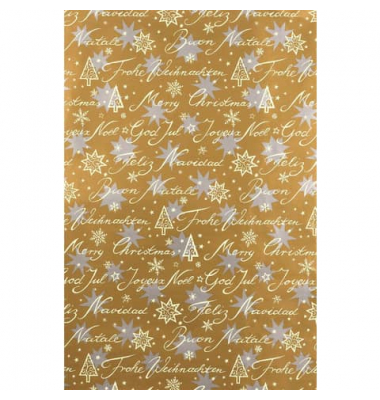 Geschenkpapierzuschnitte 0A.5379.1, Weihnachten, 50cm x 50m, gold, silber, weiß