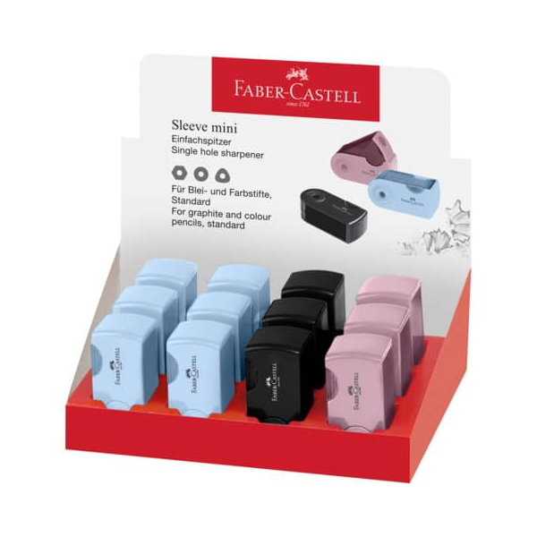 12 Stück Faber-Castell Dosenspitzer SLEEVE Mini, sortiert  6933256657749 Faber-Castell