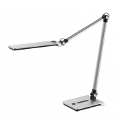 LED-Schreibtischlampe Wave, silber/gebürstet, mit Standfuß, dimmbar