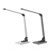 LED-Schreibtischlampe Breeze, grau metallic, mit Standfuß, dimmbar