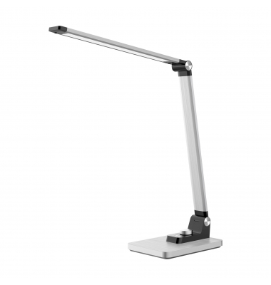 LED-Schreibtischlampe Breeze, silber/gebürstet, mit Standfuß, dimmbar