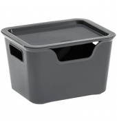 Aufbewahrungsbox Bella 2345290061, mit Deckel, au&szlig;en 180x140x110mm, Polypropylen (PP) grau
