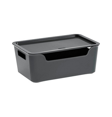 Aufbewahrungsbox Bella 2345300061, mit Deckel, au&szlig;en 280x180x110mm, Polypropylen (PP) grau