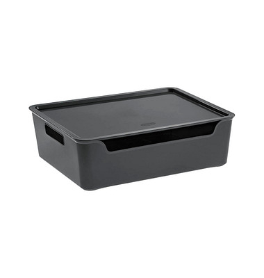 Aufbewahrungsbox Bella 2345310061, 9,15 Liter, mit Deckel, au&szlig;en 28x36x11cm, Polypropylen (PP) grau