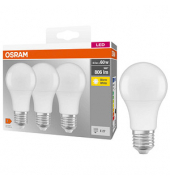 3 OSRAM LED-Lampen Base CLASSIC A60 Multipack E27 8,5 W matt