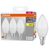 3 OSRAM LED-Lampen Base CLASSIC B40 Multipack E14 4,9 W matt