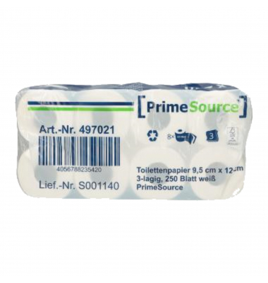Toilettenpapier  497021, 3-lagig, weiß, 250 Blatt/ Rolle,