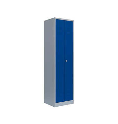 Putzmittelschrank 510721 enzianblau, lichtgrau 60,0 x 50,0 x 180,0 cm, aufgebaut 
