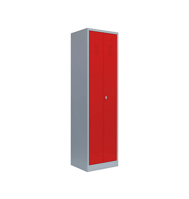 Putzmittelschrank 510724 feuerrot, lichtgrau 60,0 x 50,0 x 180,0 cm, aufgebaut 