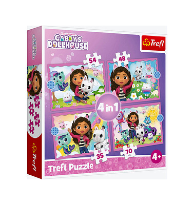 Gaby's Dollhouse 4 in 1 Puzzle, 1x 35 Teile, 1x 48 Teile, 1x 54 Teile, 1x 70 Teile Gaby's Dollhouse 4 in 1 Puzzle, 1x 35 Teile, 1x 48 Teile, 1x 54 Teile, 1x 70 Teile