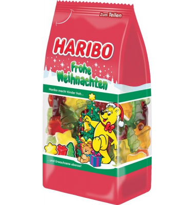 Frohe Weihnachten 300g Fruchtgummi mit Schaumzucker Frohe Weihnachten 300g Fruchtgummi mit Schaumzucker