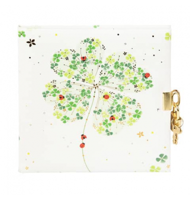 Tagebuch Lucky Clover mit Schloss, 16,5x16,5cm 