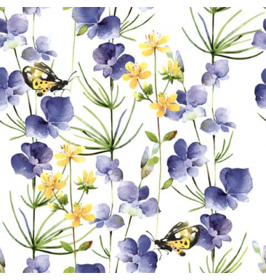 Motivservietten 206117 / blaue Blumen, 3-lagig, 25x25cm