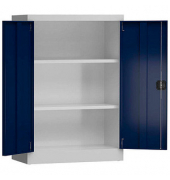 Stahlschrank ClassiX X-530321 enzianblau, lichtgrau 92,0 x 42,0 x 120,0 cm, aufgebaut 