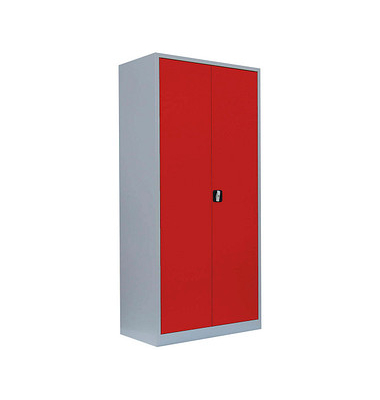 Stahlschrank 530344 feuerrot, lichtgrau 92,5 x 42,2 x 195,0 cm, aufgebaut 