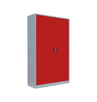 Stahlschrank 530384 feuerrot, lichtgrau 120,0 x 60,0 x 195,0 cm, aufgebaut 