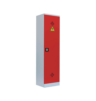Umweltschrank 566244 feuerrot, lichtgrau 50,0 x 42,2 x 195,0 cm, aufgebaut 