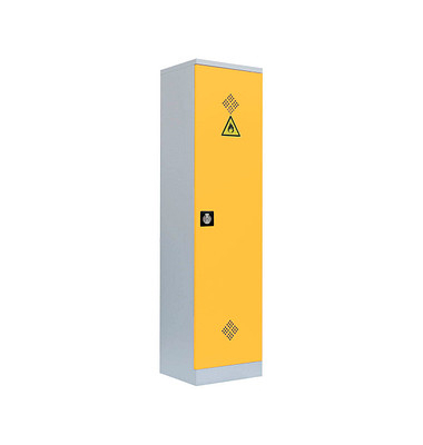 Umweltschrank 566246 rapsgelb, lichtgrau 50,0 x 42,2 x 195,0 cm, aufgebaut 
