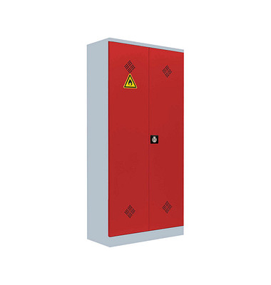 Umweltschrank 566254 feuerrot, lichtgrau 91,6 x 42,2 x 195,0 cm, aufgebaut 