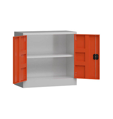 Stahlschrank ClassiX X-530304 feuerrot, lichtgrau 80,0 x 38,0 x 75,0 cm, aufgebaut 