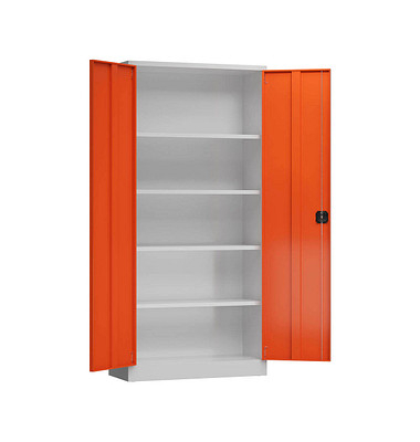 Stahlschrank ClassiX X-530354 feuerrot, lichtgrau 92,0 x 50,0 x 194,5 cm, aufgebaut 